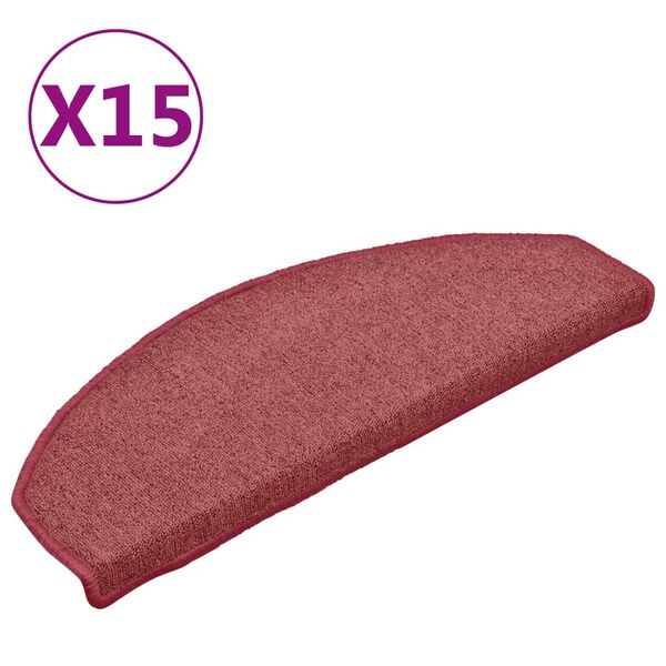 vidaXL Stufenmatten 15 Stk. 65x24x4 cm Bordeaux Halbrund Groß