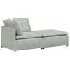 vidaXL Modulares Sofa mit Fu&szlig;hocker Kissen Samt Hellgrau