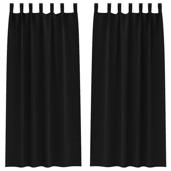 vidaXL Verdunkelungs-Vorh&auml;nge mit Ringen 2 pcs Schwarz 245 x 140 cm