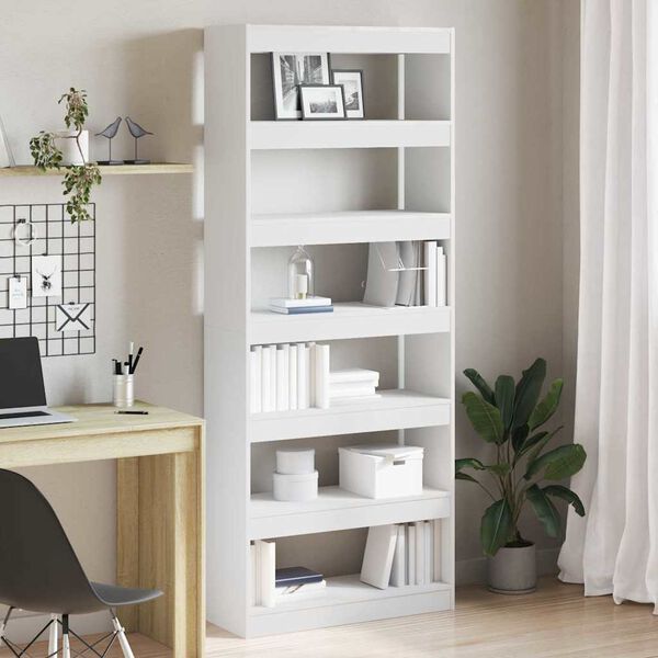 vidaXL B&uuml;cherregal mit Regal Wei&szlig; 80 x 30 x 198 cm Holzwerkstoff