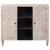 vidaXL Sideboard mit Regal Wei&szlig; 90 x 33,5 x 75 cm Massivholz Mango