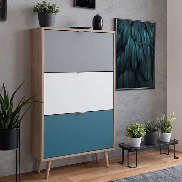 Finori Schuhschrank C-uba 42 Sonoma-Eiche und Dreifarbig