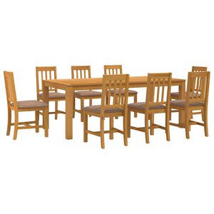 vidaXL Essgruppe 9 Stk. Grau Massivholz Eiche