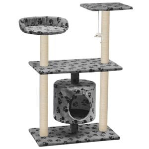 vidaXL Katzen-Kratzbaum Sisal 95 cm Grau Pfoten-Aufdruck