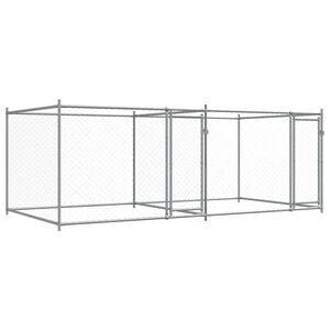 vidaXL Hundezwinger mit T&uuml;ren Grau 4x2x1,5 m Verzinkter Stahl