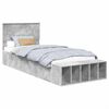 vidaXL Bettrahmen mit Regal Beton Grau 90 x 190 cm Holzwerkstoff