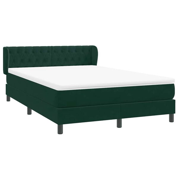 vidaXL Boxspringbett mit Matratze Dunkelgr&uuml;n 160x220 cm Samt