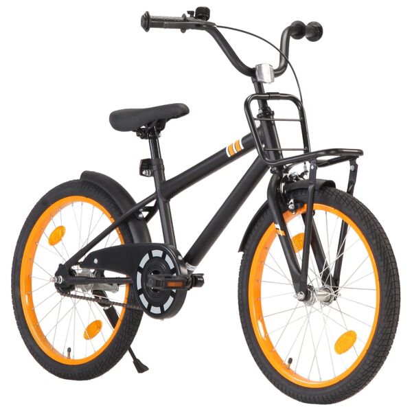 vidaXL Kinderfahrrad mit Frontgep&auml;cktr&auml;ger 20 Zoll Schwarz und Orange