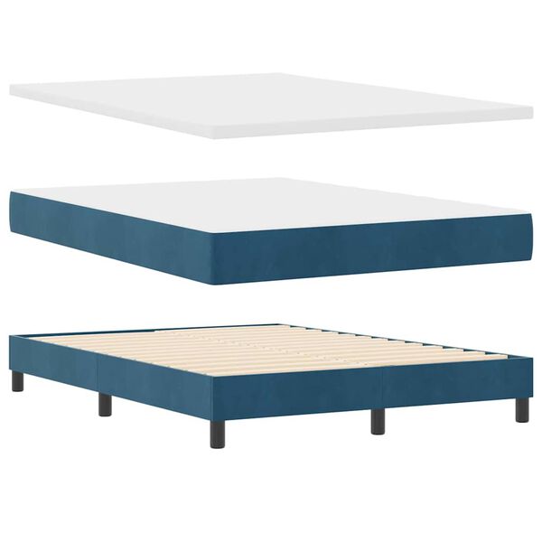 vidaXL Boxspringbett mit Matratze Dunkelblau 200 x 160 cm Samt