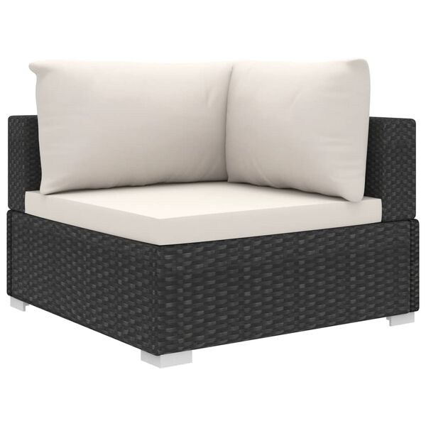vidaXL 10-tlg. Garten-Lounge-Set mit Auflagen Poly Rattan Schwarz