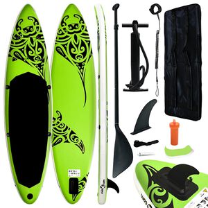 vidaXL Aufblasbares Stand Up Paddle Board Set 305x76x15 cm Gr&uuml;n