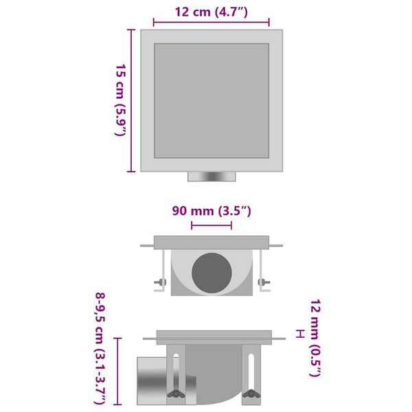 vidaXL Duschablauf 2-in-1 Flacher und Flieseneinsatz-Deckel 15x15 cm