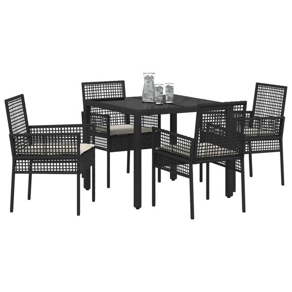 vidaXL Garten Essgruppe 5 pcs Schwarz Poly-Rattan
