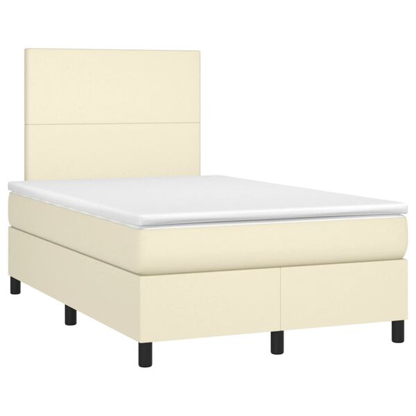 vidaXL Boxspringbett mit Matratze Creme 120x200 cm Kunstleder