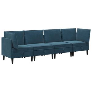 vidaXL Wohnzimmergarnitur 4 stk. Blau Samt