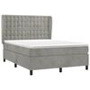 vidaXL Boxspringbett mit Matratze Hellgrau 140x190 cm Samt
