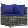 vidaXL 3-tlg. Garten-Lounge-Set mit Kissen Grau Poly Rattan