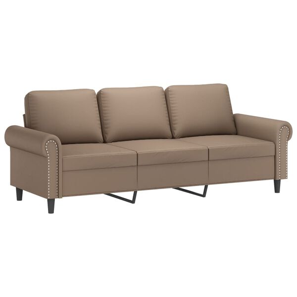 vidaXL 3-Sitzer-Sofa Cappuccino-Braun 180 cm Kunstleder