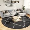 vidaXL Shaggy-Teppich PAMPLONA Hochflor Modern Schwarz Creme Ø 280 cm