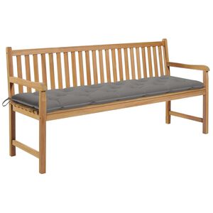 vidaXL Gartenbank mit Grauer Auflage 175 cm Massivholz Teak