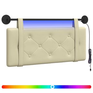 vidaXL H&auml;ngendes Kopfteil Mit LED Licht Creme Kunstleder