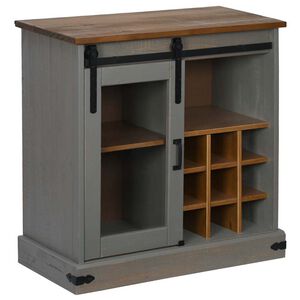 vidaXL Sideboard HALDEN mit Schiebet&uuml;r Grau 80x40x80 cm Massivholz