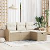 vidaXL Garten-Sofa-Set mit Kissen mit Speicher 4 pcs Beige Poly Rattan