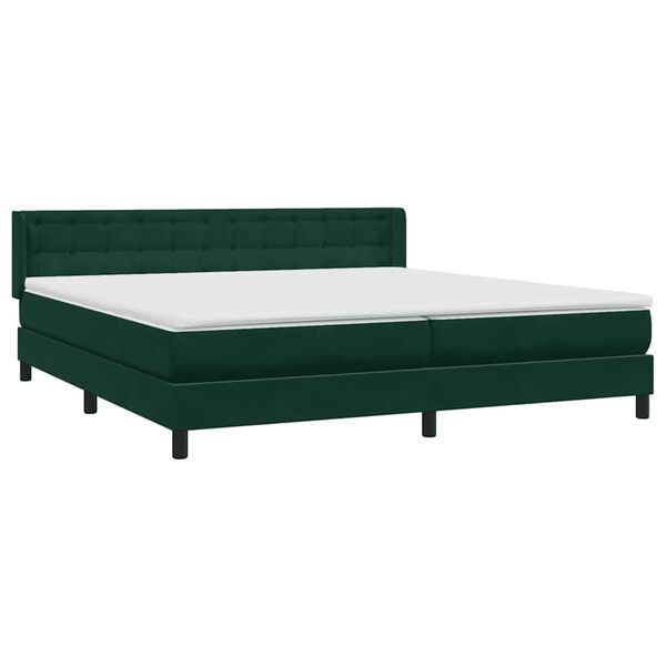 vidaXL Boxspringbett mit Matratze Dunkelgr&uuml;n 200x210 cm Samt