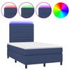 vidaXL Boxspringbett mit Matratze & LED Blau 120x190 cm Stoff