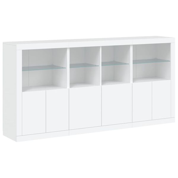 vidaXL Sideboard mit LED-Leuchten Weiß 202x37x100 cm