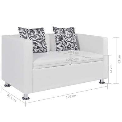 vidaXL 2-Sitzer-Sofa Kunstleder Weiß