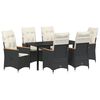 vidaXL Garten Essgruppe mit Kissen 7 pcs Schwarz Poly-Rattan