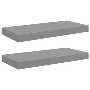 vidaXL Schweberegale 2 Stk. Grau 50x23x3,8 cm MDF
