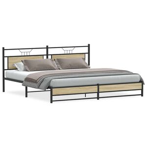 vidaXL Metallbett ohne Matratze Sonoma-Eiche 193x201 cm