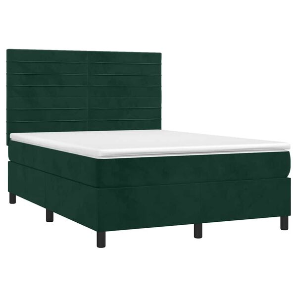 vidaXL Boxspringbett mit Matratze Dunkelgr&uuml;n 140x200 cm Samt