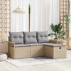 vidaXL Gartensofa-set mit Kissen 4 pcs Beige und Hellgrau Poly-Rattan
