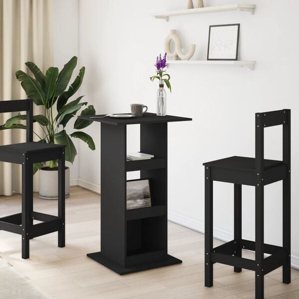vidaXL Bartisch mit Ablagen Schwarz 60x60x102 cm Holzwerkstoff
