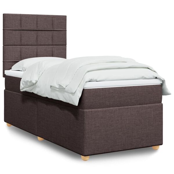 vidaXL Boxspringbett mit Matratze Dunkelbraun 80x200 cm Stoff