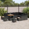 vidaXL Gartensofa-set mit Kissen 12 pcs Schwarz Poly Rattan