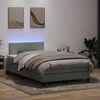 vidaXL Boxspringbett mit Matratze & LED Hellgrau 120x220 cm Samt