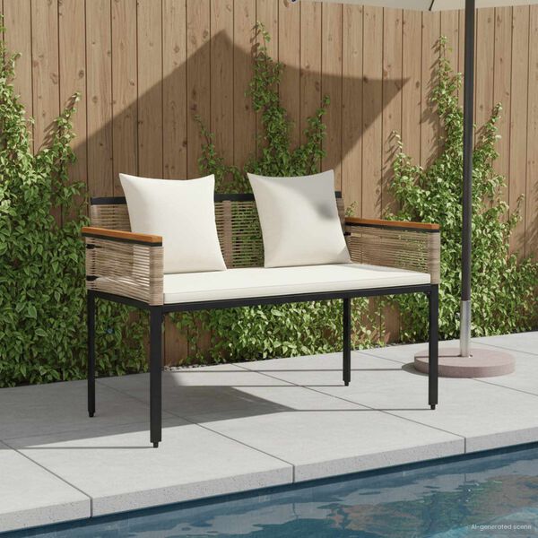 vidaXL Bank Outdoor Beige und Cremewei&szlig; 117 x 54 x 74,5 cm Poly-Rattan