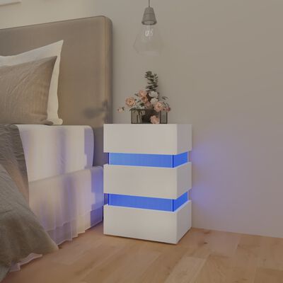 vidaXL LED-Nachttisch Weiß 45x35x67 cm Holzwerkstoff