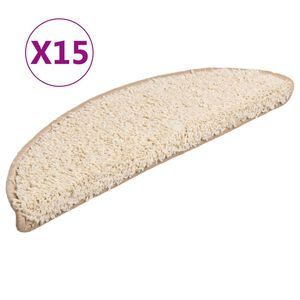 vidaXL Stufenmatten 15 Stk. 56x17x3 cm Creme Halbrund