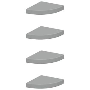 vidaXL Eck-Schweberegale 4 Stk. Grau 25x25x3,8 cm MDF