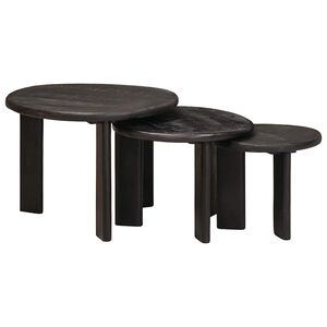 vidaXL Nesting-Couchtische 3 stk. Wei&szlig; &Oslash; 54 x 40 cm Massivholz Mango