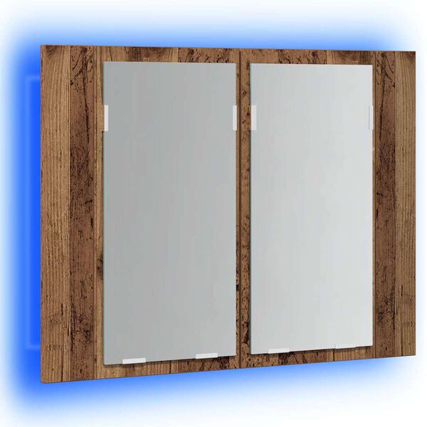 vidaXL LED-Spiegelschrank Altholz-Optik 60x12x45 cm Holzwerkstoff