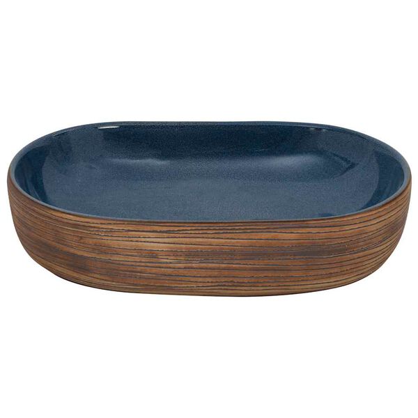 vidaXL Aufsatzwaschbecken Braun und Blau Oval 59x40x14 cm Keramik