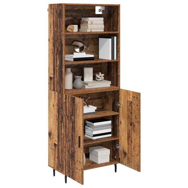 vidaXL Highboard Altholz 69,5 x 34 x 180 cm Engineered Wood und Glas