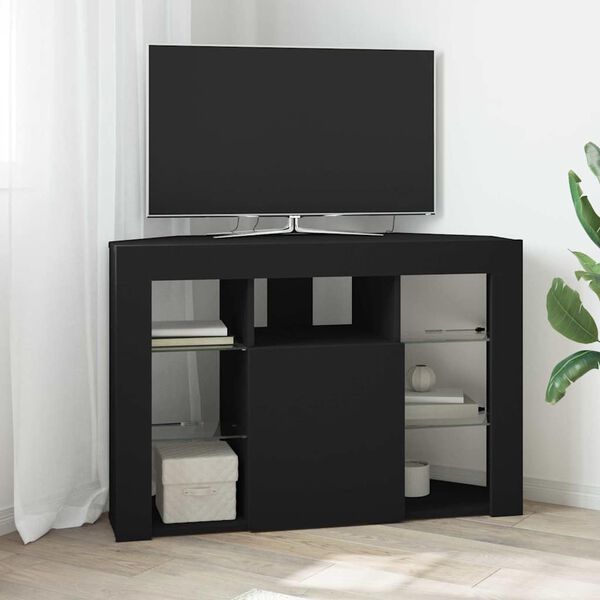 vidaXL Eck-LED-TV-Schrank Schwarz 100x40x68cm Holzwerkstoff