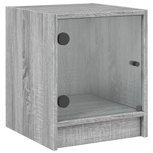 vidaXL Nachttisch mit Glast&uuml;r Grau Sonoma 35x37x42 cm